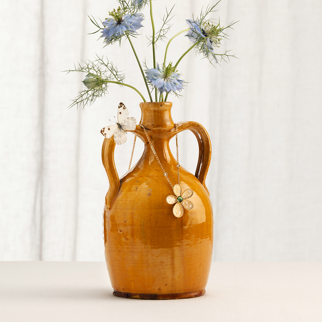 JASMINE NECKLACE WITH DIAMONDS AND GREEN TOURMALINE - Image 4