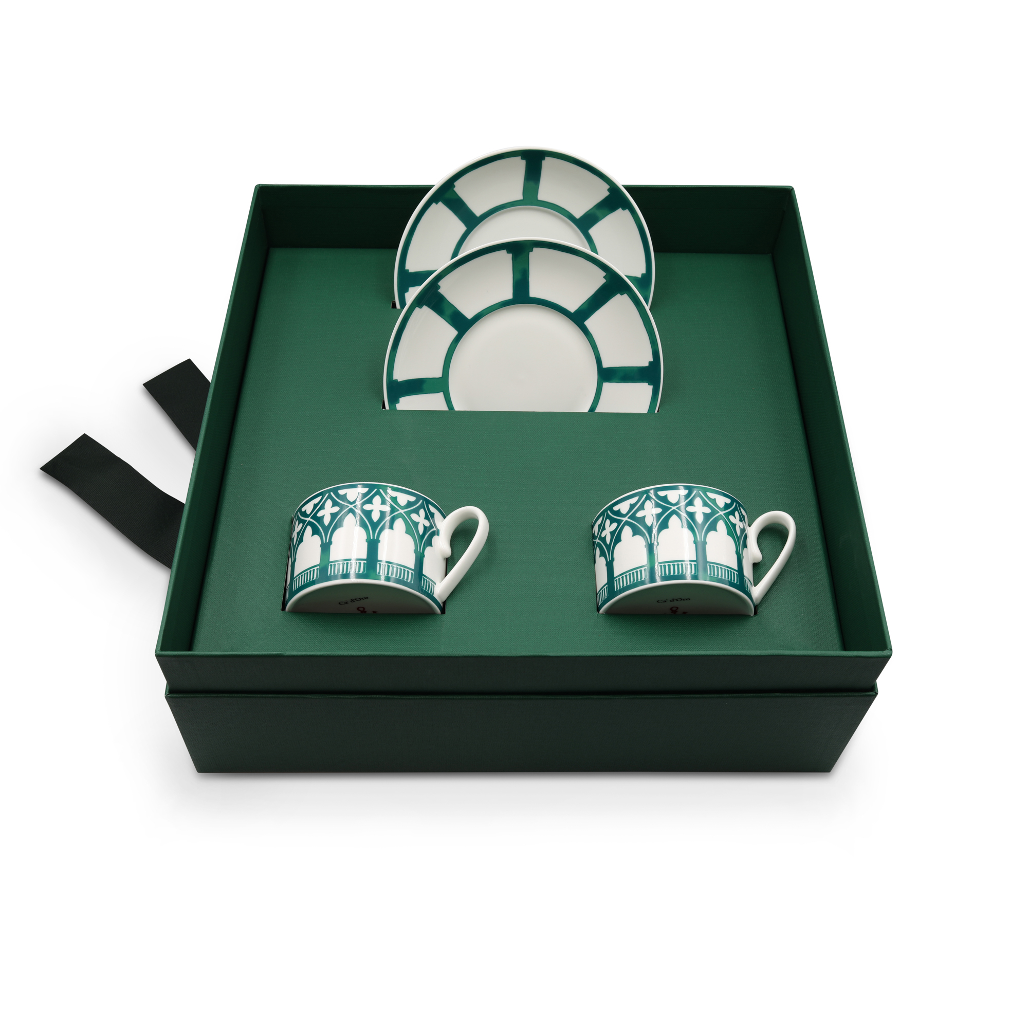 TEACUP AND SAUCER IN BONE CHINA, SET OF TWO - Image 3