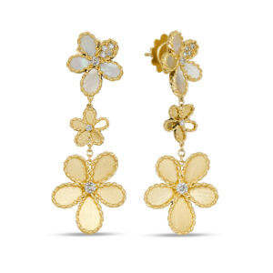 JASMINE EARRINGS WITH DIAMONDS AND MOTHER OF PEARL