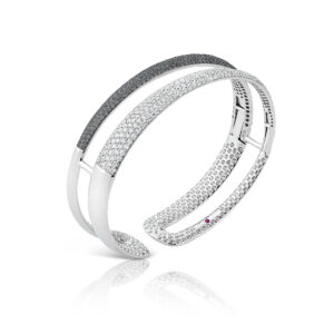 SCALARE BANGLE WITH BLACK AND WHITE DIAMONDS