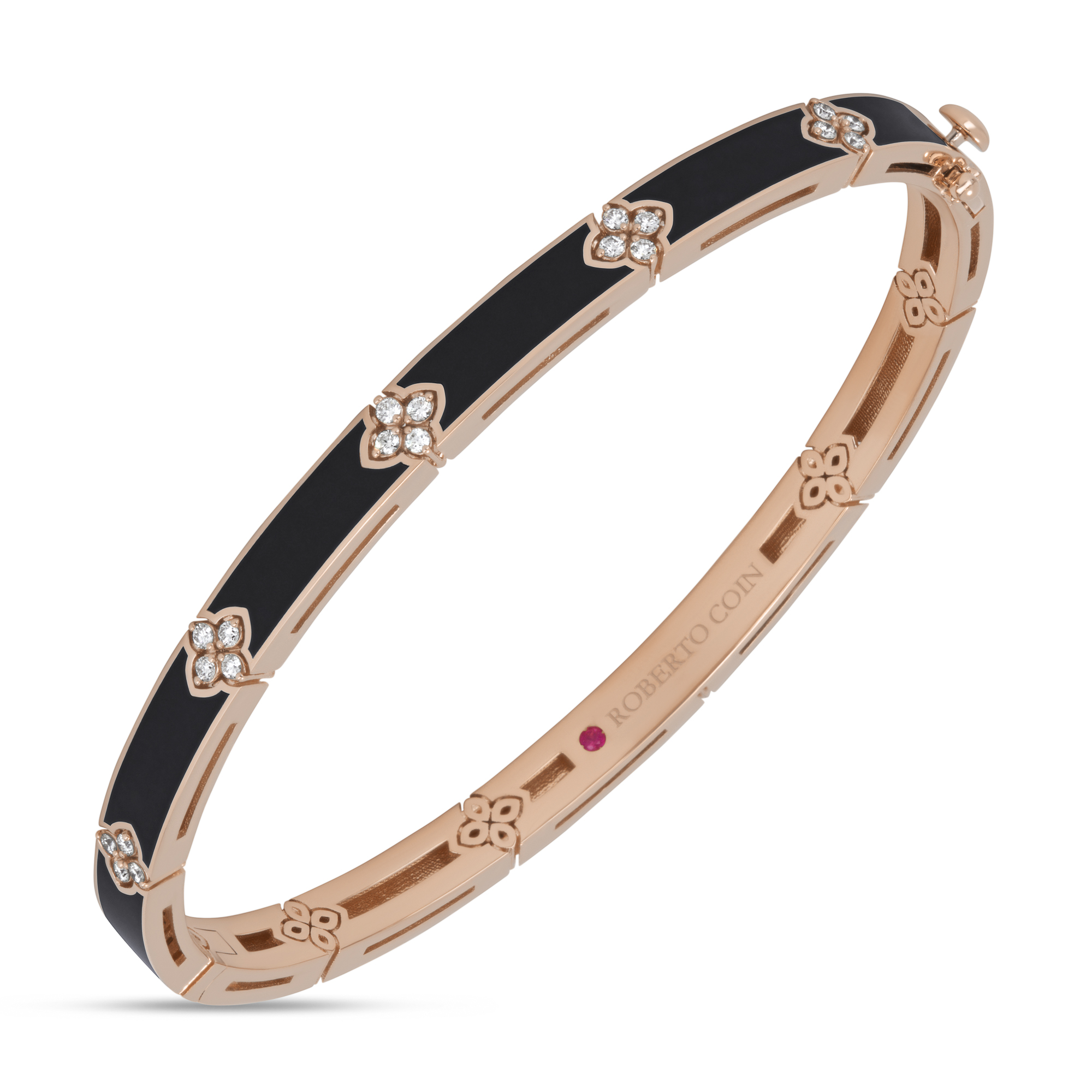 LOVE IN VERONA BANGLE WITH BLACK ENAMEL AND DIAMONDS