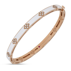 LOVE IN VERONA BANGLE WITH WHITE ENAMEL AND DIAMONDS