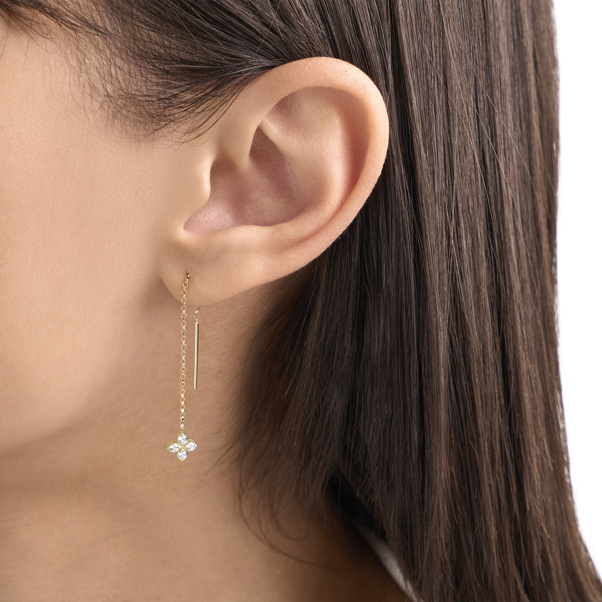 PRINCESS FLOWER EARRINGS FOR CAROUSEL WITH DIAMONDS - Image 3