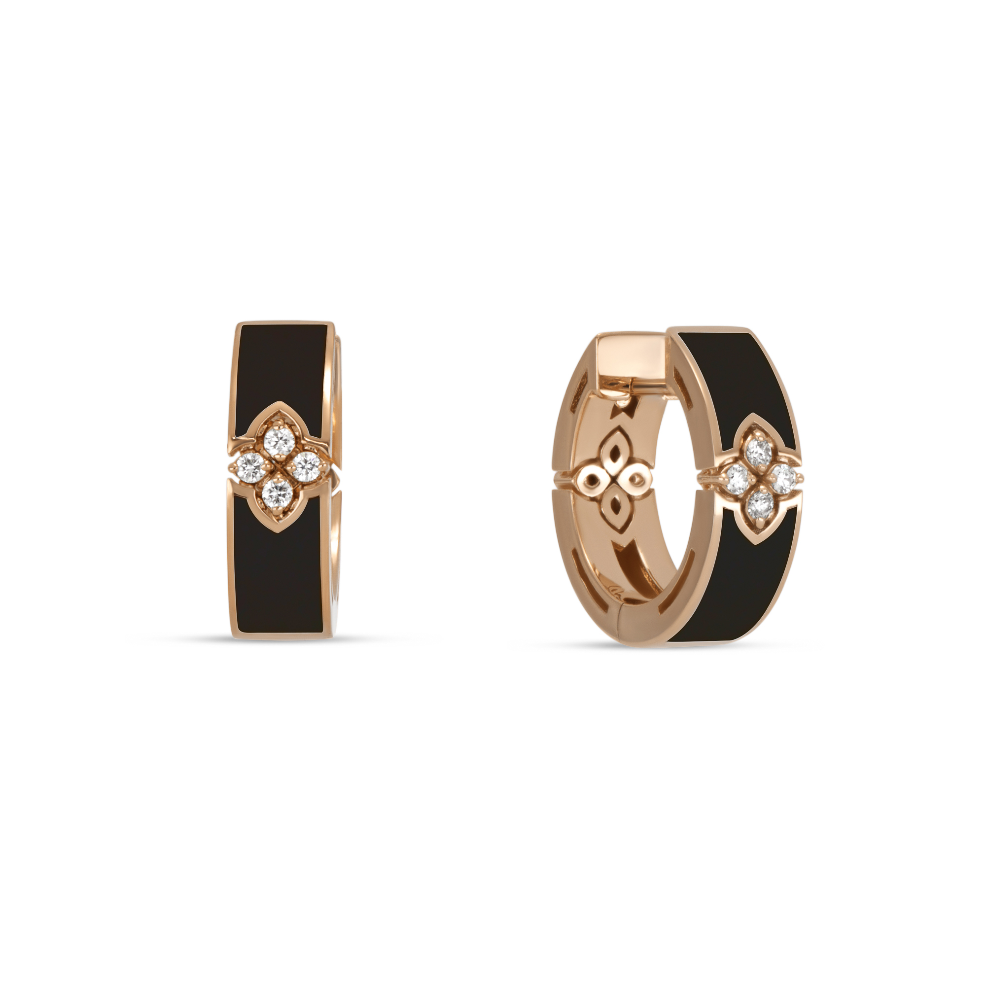 LOVE IN VERONA EARRINGS WITH BLACK ENAMEL AND DIAMONDS