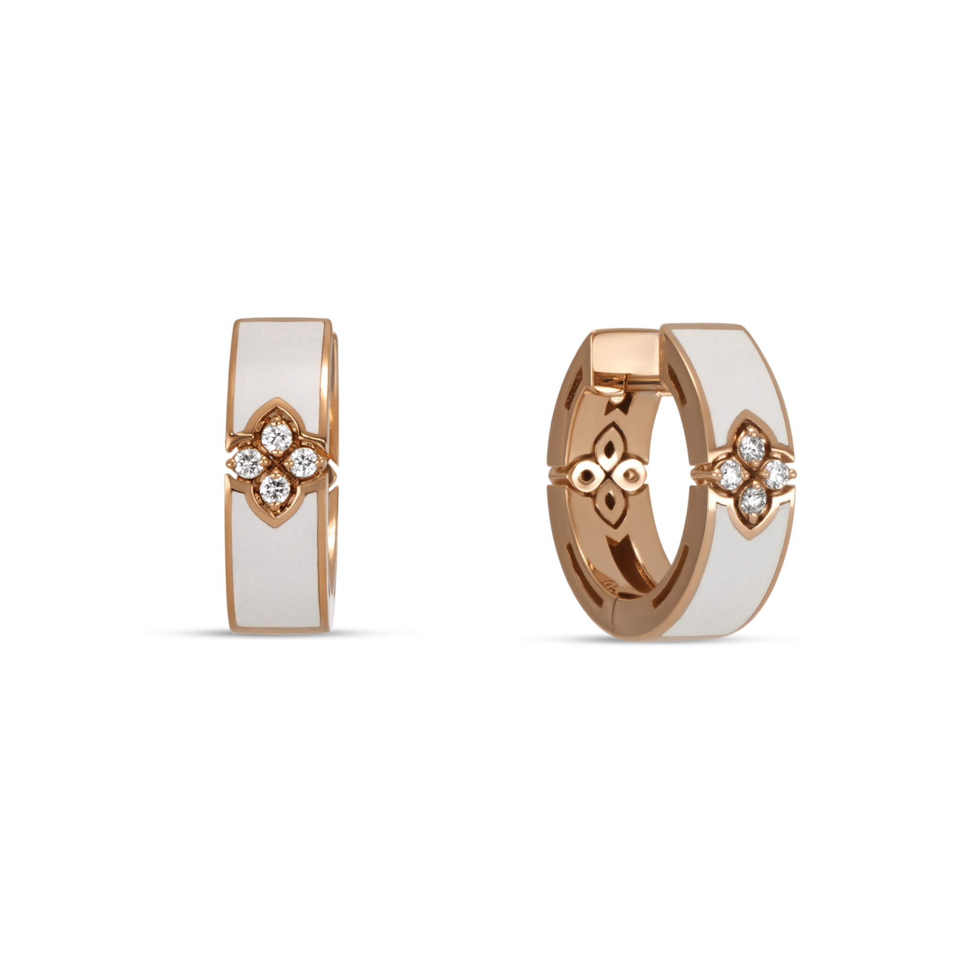 LOVE IN VERONA EARRINGS WITH WHITE ENAMEL AND DIAMONDS