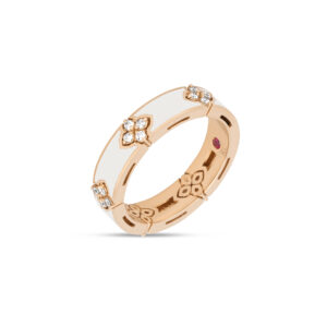 LOVE IN VERONA RING WITH WHITE ENAMEL AND DIAMONDS
