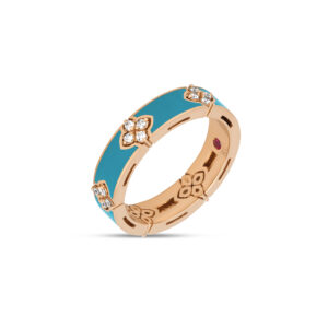 LOVE IN VERONA RING WITH TURQUOISE ENAMEL AND DIAMONDS