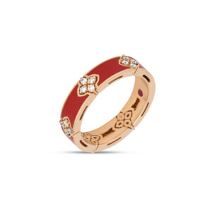 LOVE IN VERONA RING WITH CORAL ENAMEL AND DIAMONDS