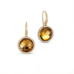 COCKTAIL EARRINGS  WITH CITRINE AND DIAMONDS