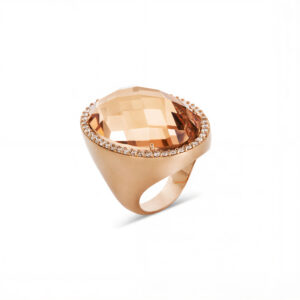 COCKTAIL RING  WITH  ROCK CRYSTAL AND DIAMONDS
