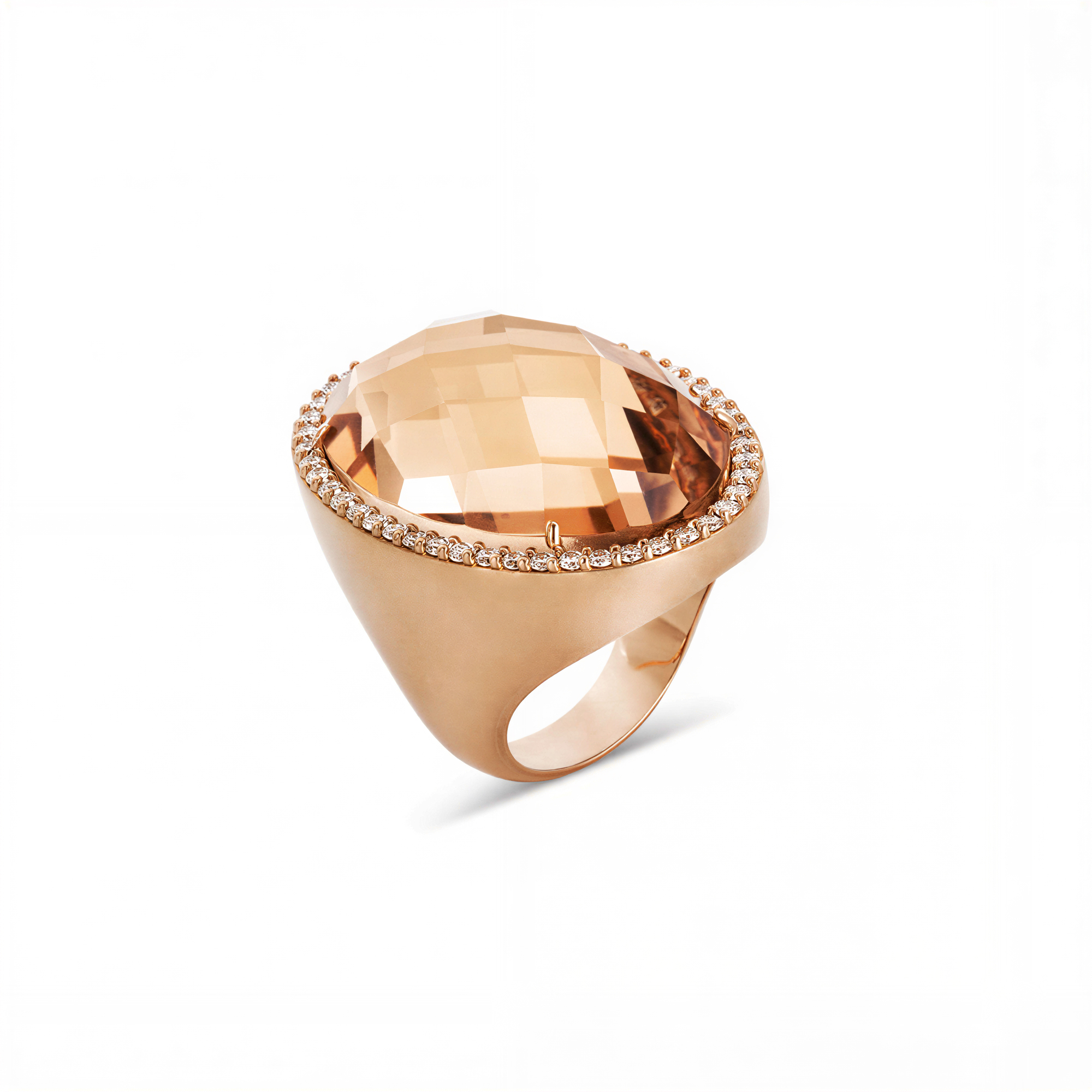 COCKTAIL RING WITH ROCK CRYSTAL AND DIAMONDS