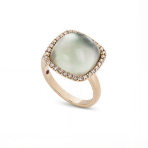 COCKTAIL RING  WITH DOUBLET AMETHYST, WHITE MOTHER OF PEARL  AND DIAMONDS