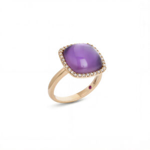 COCKTAIL RING  WITH DOUBLET AMETHYST, WHITE MOTHER OF PEARL  AND DIAMONDS