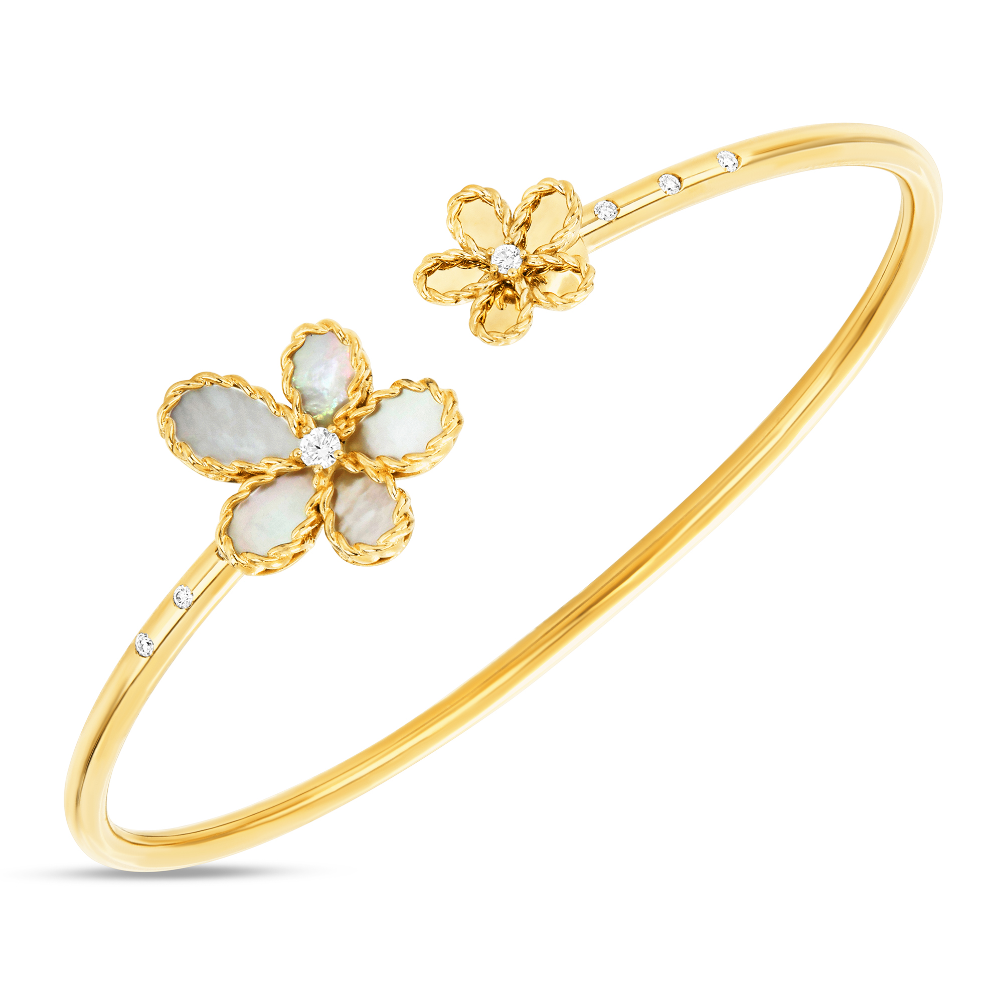 JASMINE BANGLE WITH DIAMONDS AND MOTHER OF PEARL