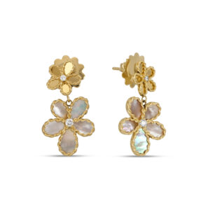 JASMINE EARRINGS WITH DIAMONDS AND MOTHER OF PEARL