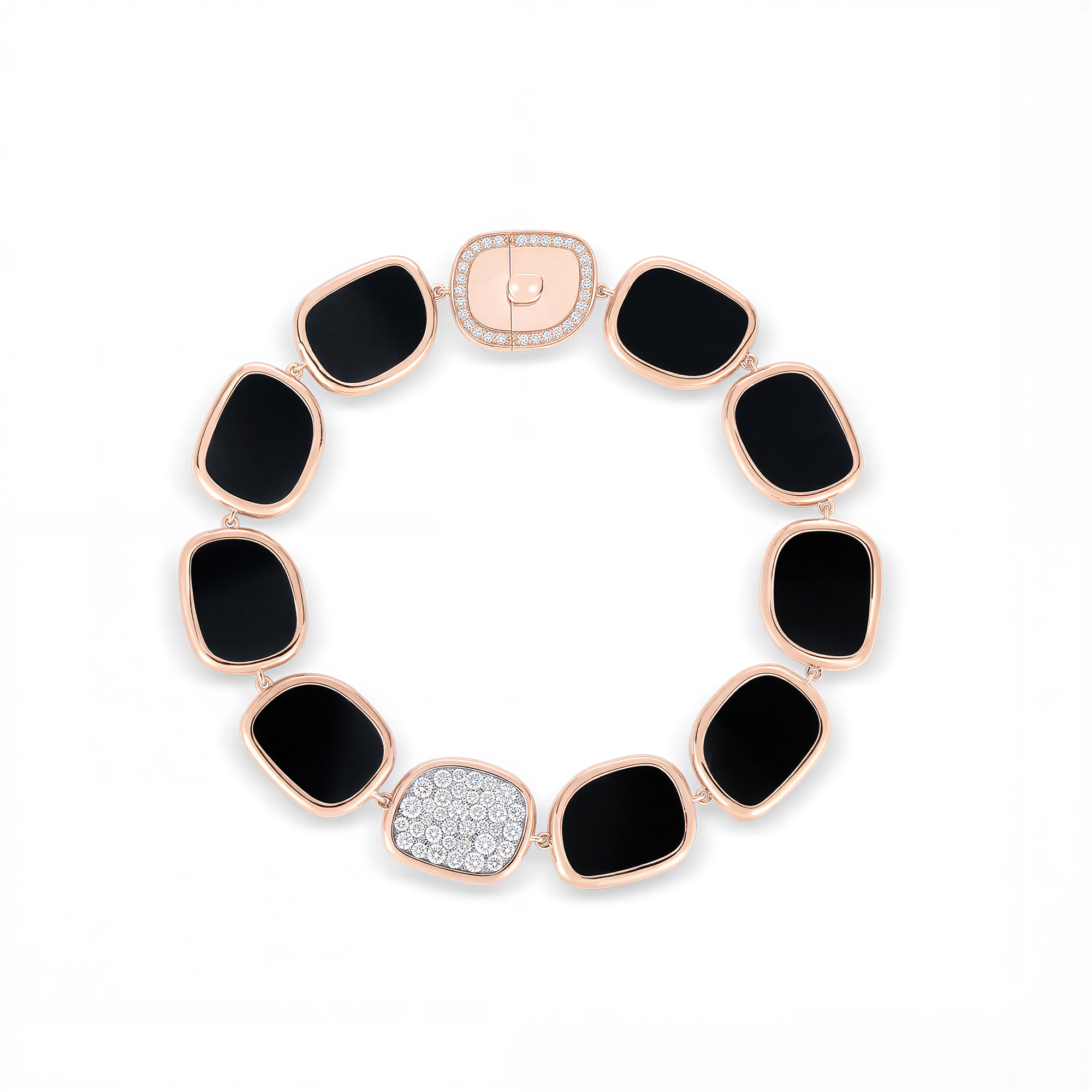 BLACK JADE BRACELET WITH BLACK JADE AND DIAMONDS