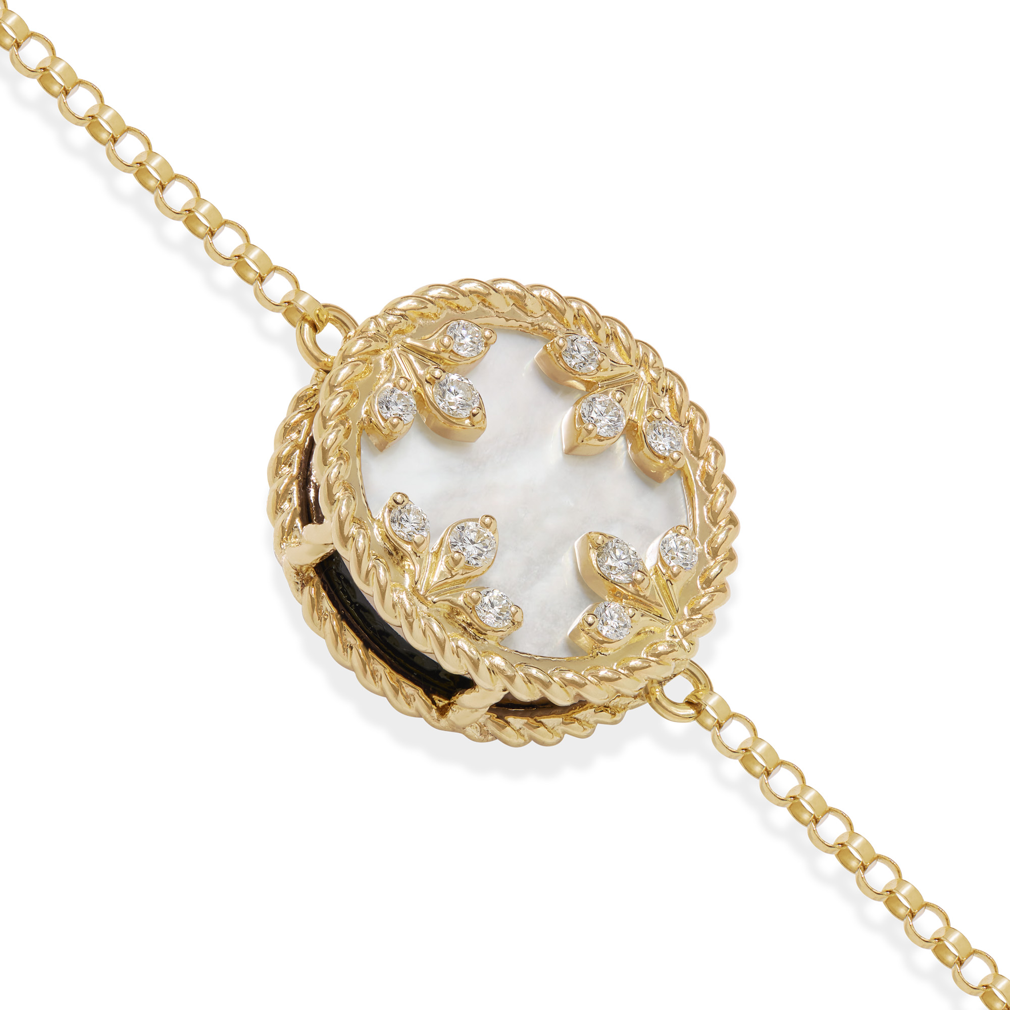 VENETIAN MEDALLIONS BRACELET FOR CAROUSEL WITH DIAMONDS, MOTHER OF PEARL AND BLACK JADE - Image 2