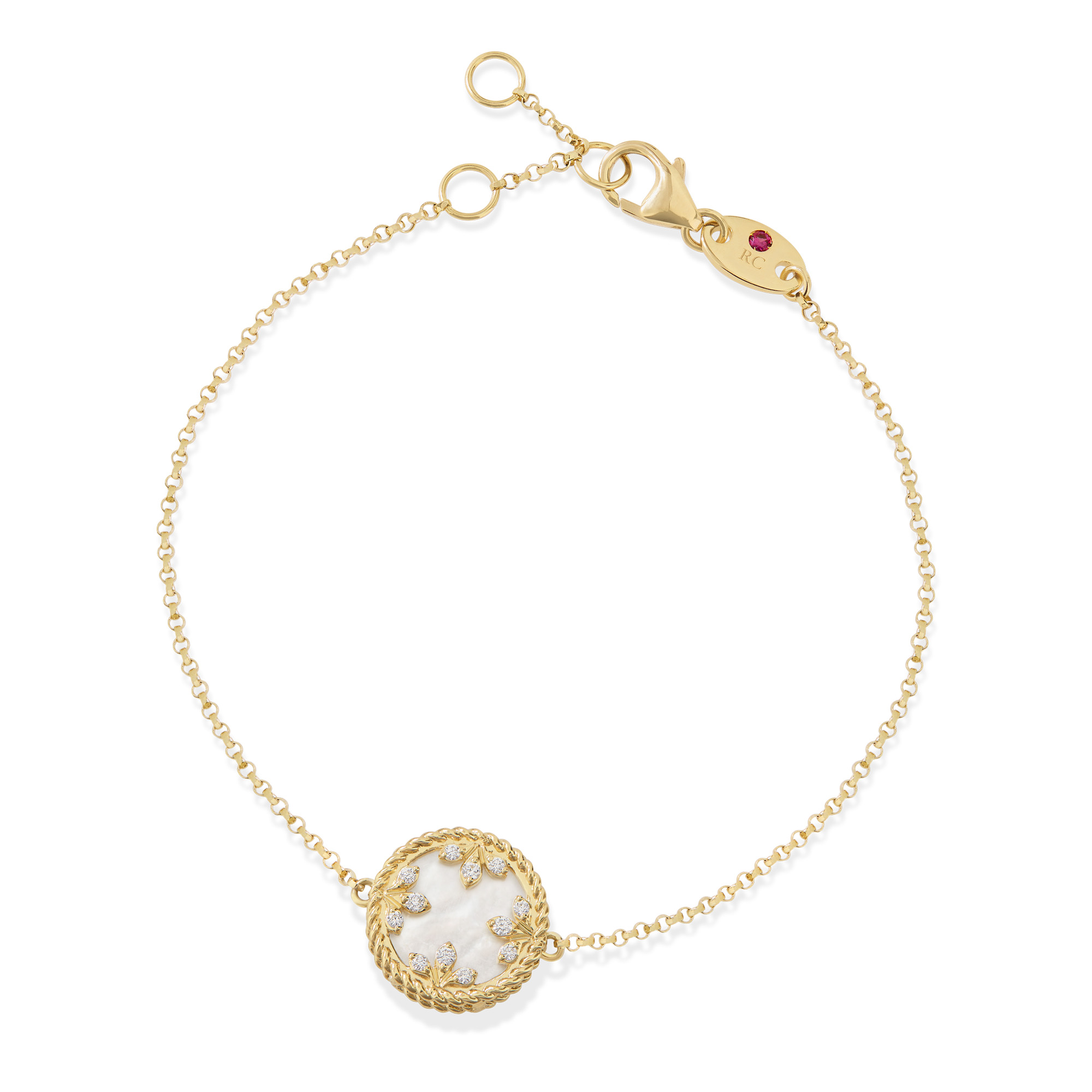 VENETIAN MEDALLIONS BRACELET FOR CAROUSEL WITH DIAMONDS, MOTHER OF PEARL AND BLACK JADE