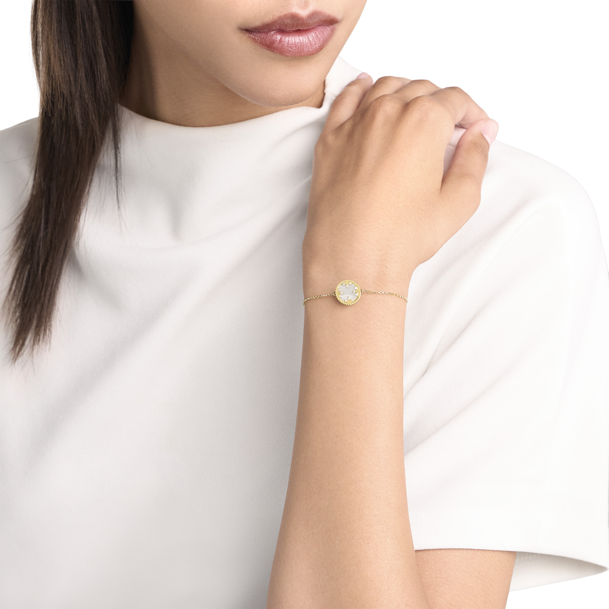 VENETIAN MEDALLIONS BRACELET FOR CAROUSEL WITH DIAMONDS, MOTHER OF PEARL AND BLACK JADE - Image 5