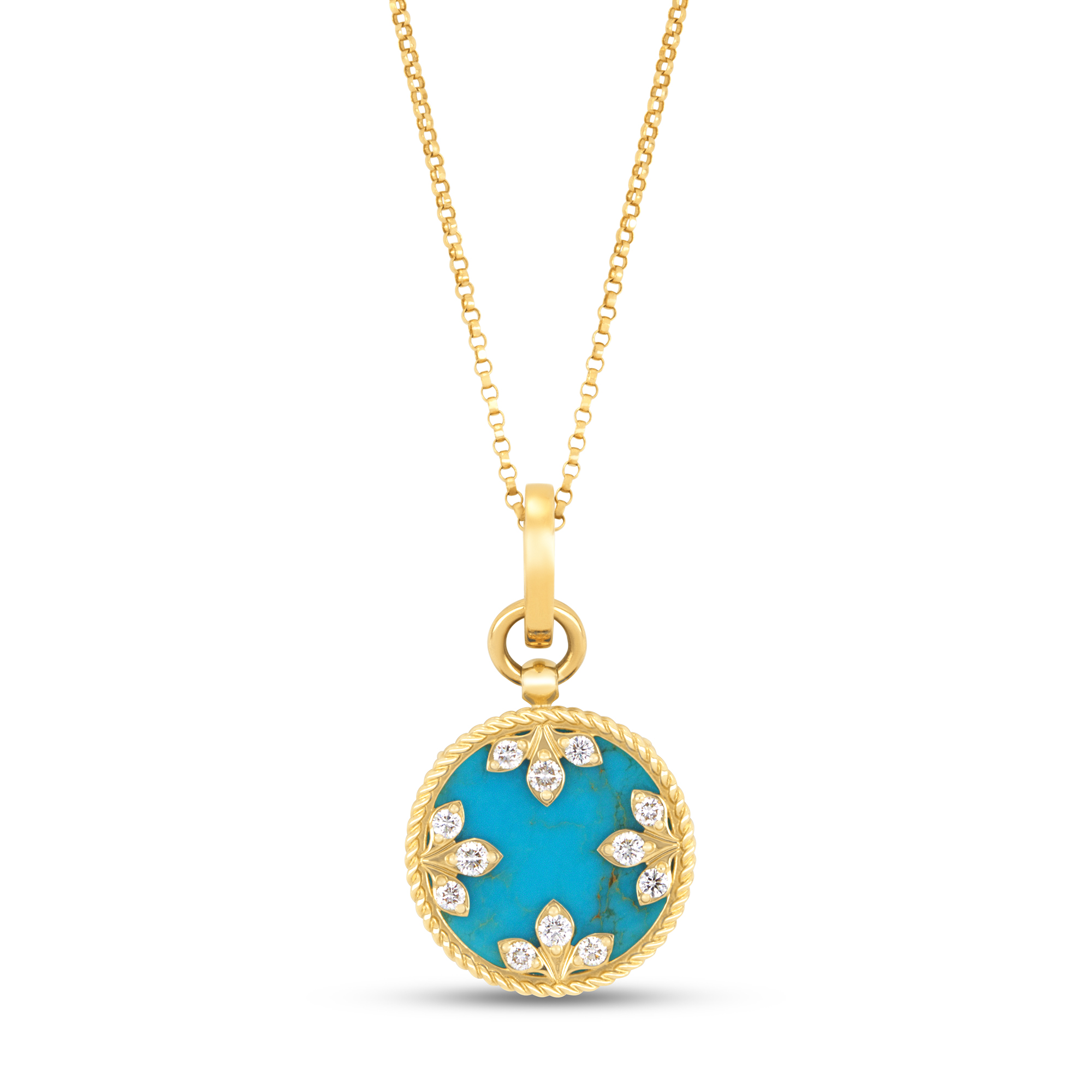 VENETIAN MEDALLIONS COLLAR WITH DIAMONDS AND TURQUOISE
