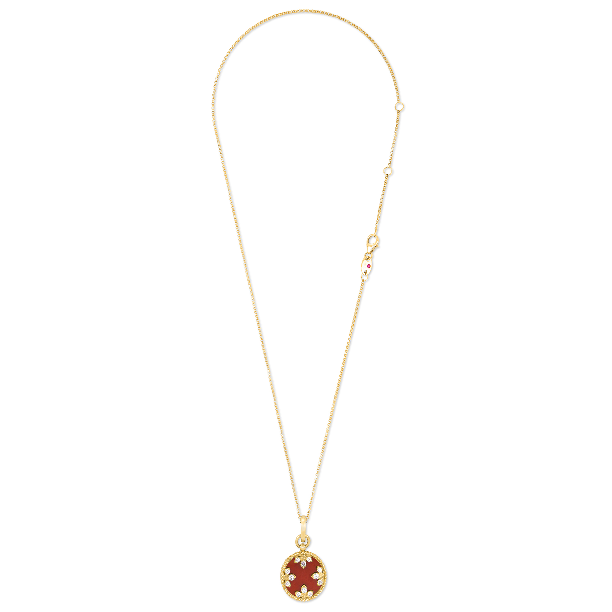 VENETIAN MEDALLIONS COLLAR WITH DIAMONDS AND RED AGATA - Image 2