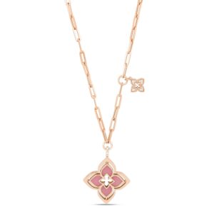 VENETIAN PRINCESS COLLAR WITH DIAMONDS AND RHODONITE