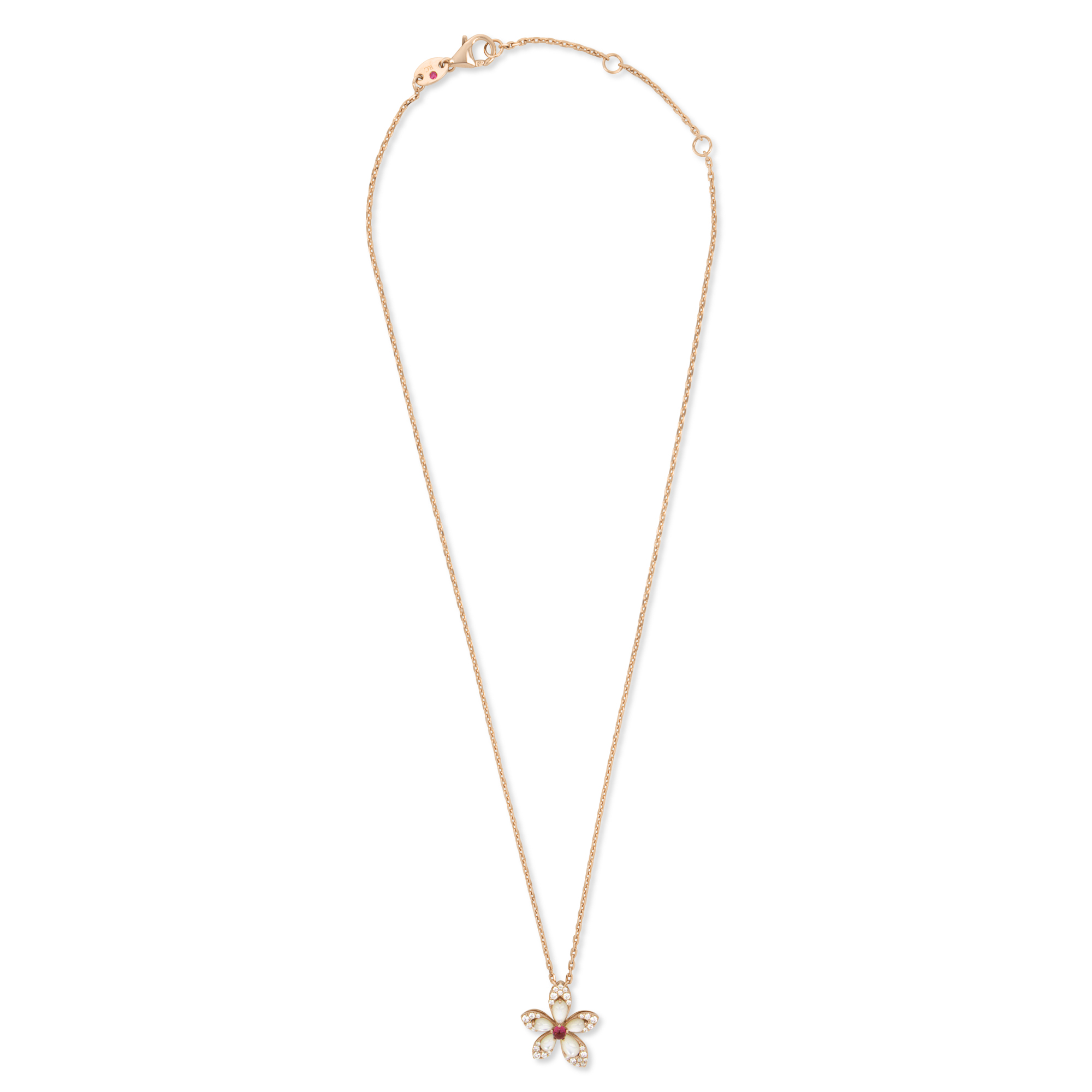 TIARÈ NECKLACE WITH MOTHER OF PEARL, RUBELLITE AND DIAMONDS - Image 2