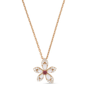 TIARÈ NECKLACE WITH MOTHER OF PEARL, RUBELLITE AND DIAMONDS