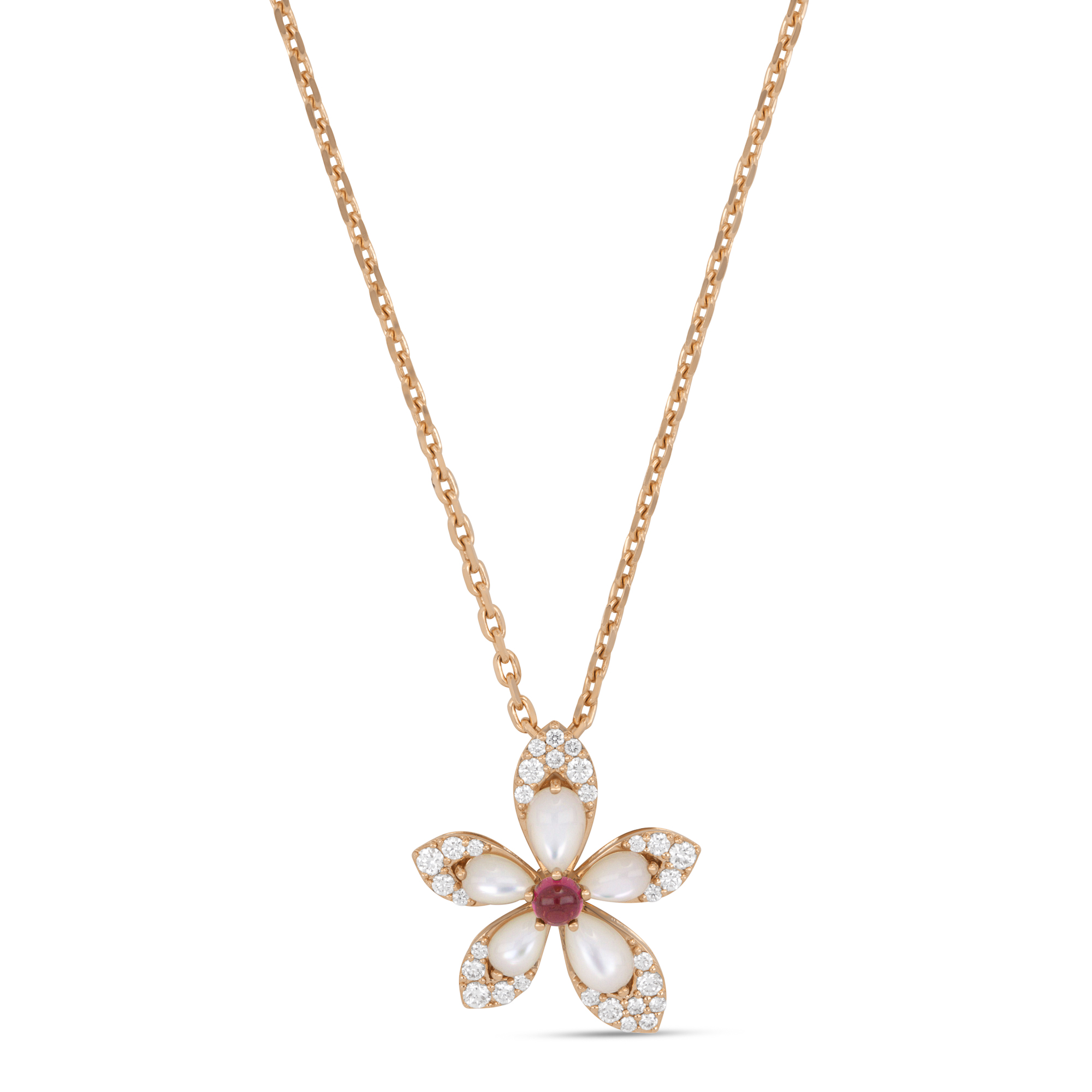 TIARÈ NECKLACE WITH MOTHER OF PEARL, RUBELLITE AND DIAMONDS