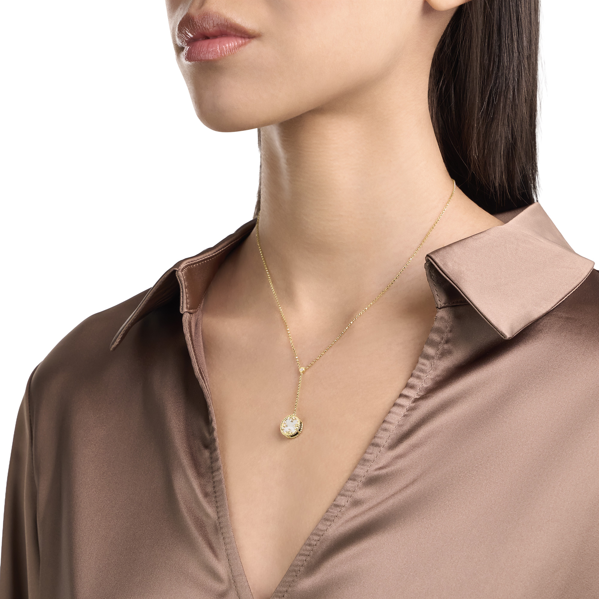 VENETIAN MEDALLIONS NECKLACE FOR CAROUSEL WITH DIAMONDS, MOTHER OF PEARL AND BLACK JADE - Image 4