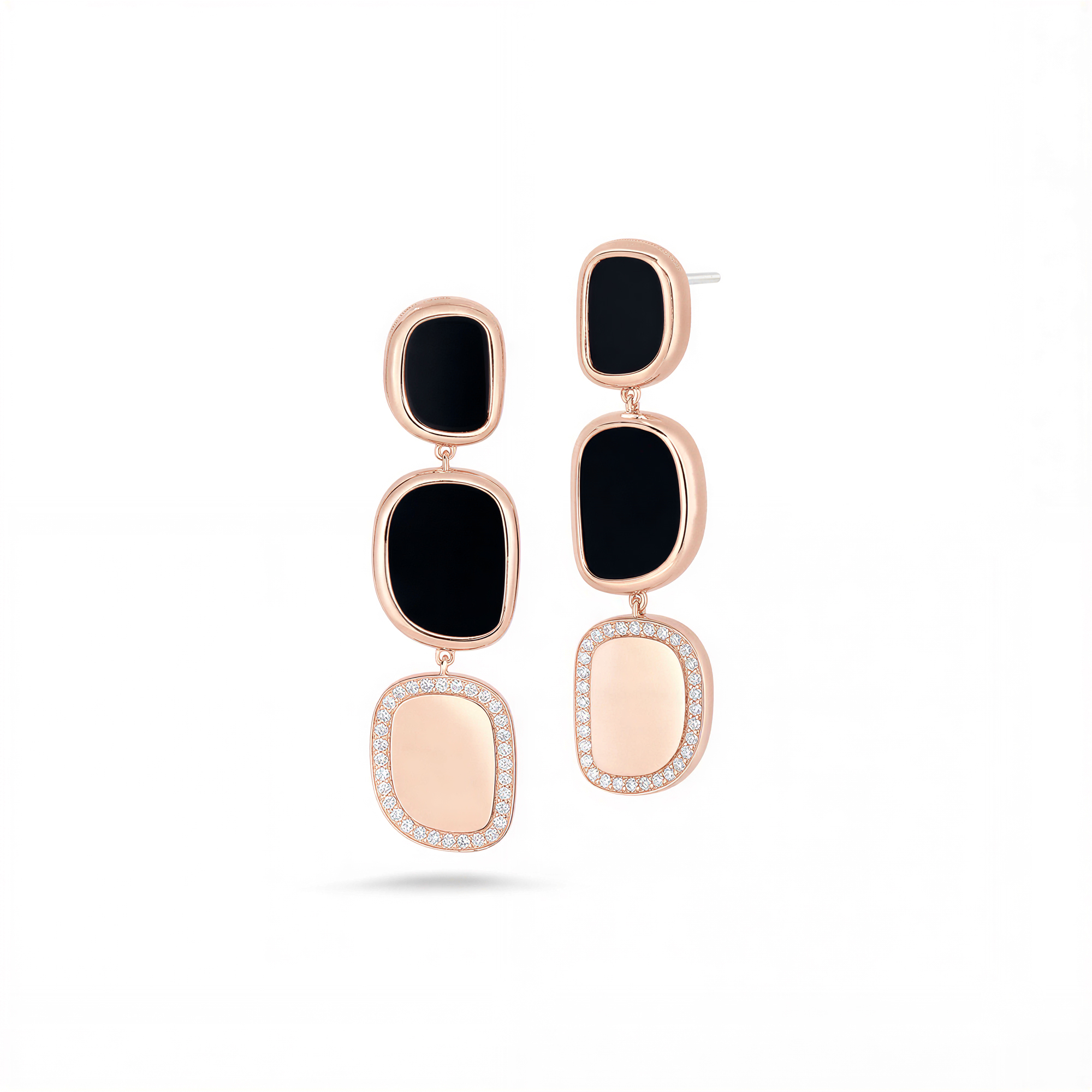 BLACK JADE EARRINGS WITH BLACK JADE AND DIAMONDS