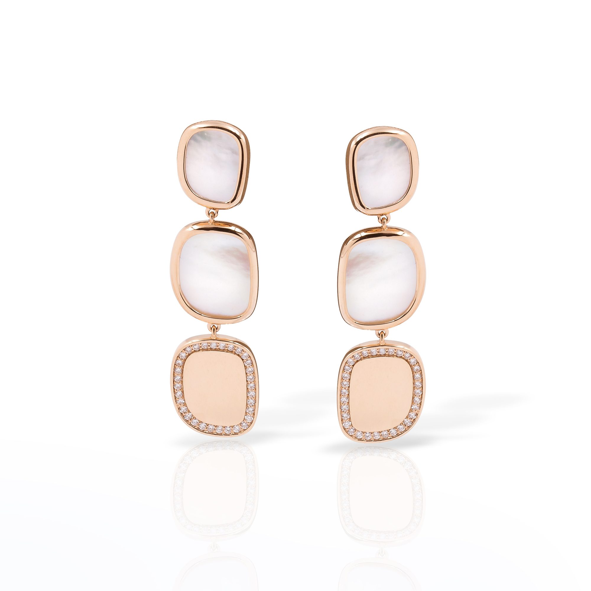 BLACK JADE EARRINGS WITH MOTHER OF PEARL AND DIAMONDS