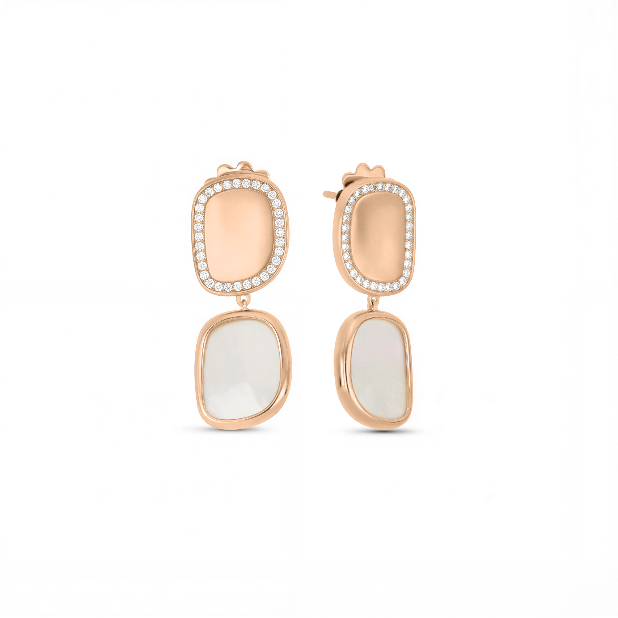 BLACK JADE EARRINGS WITH MOTHER OF PEARL AND DIAMONDS