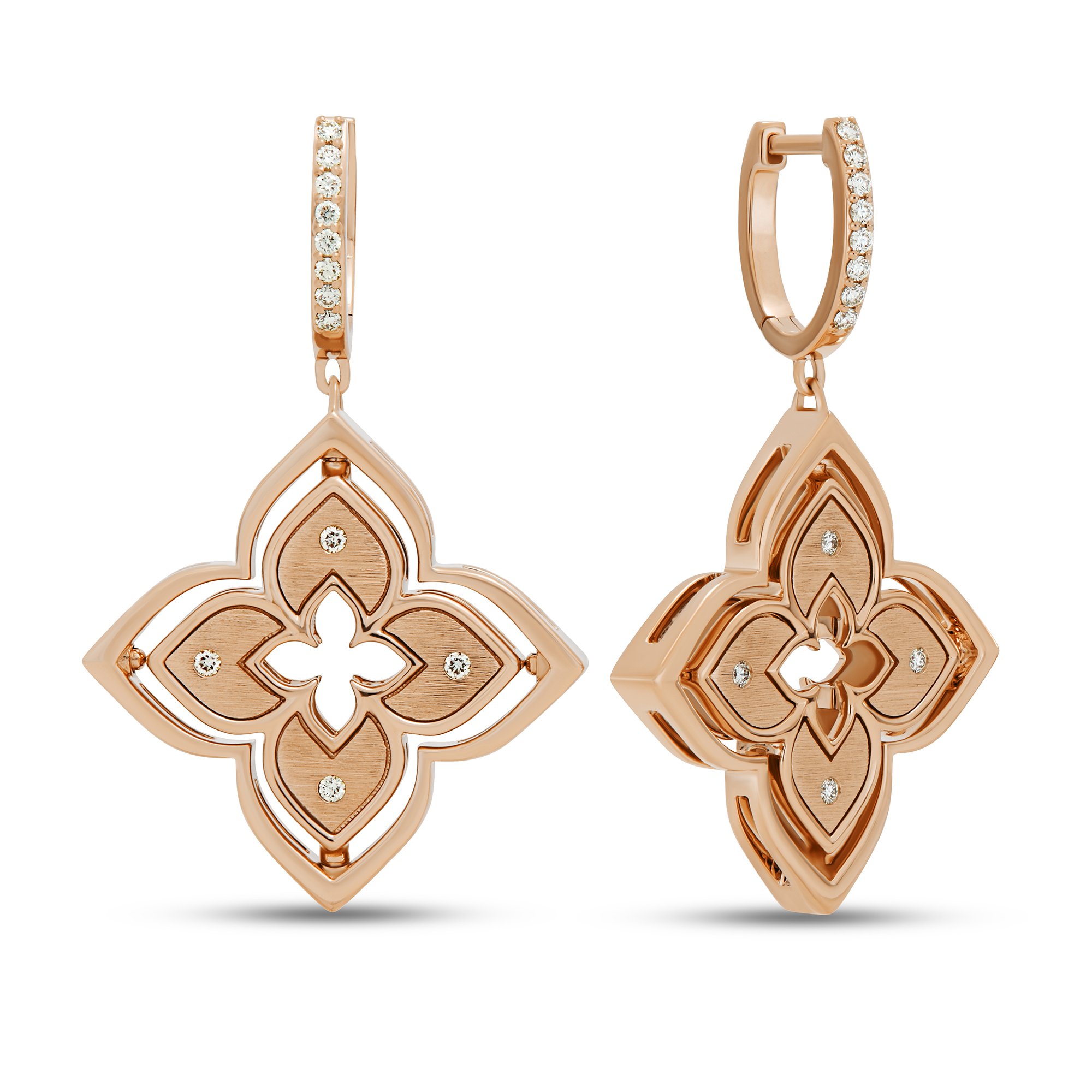 VENETIAN PRINCESS EARRINGS WITH DIAMONDS AND RHODONITE - Image 3