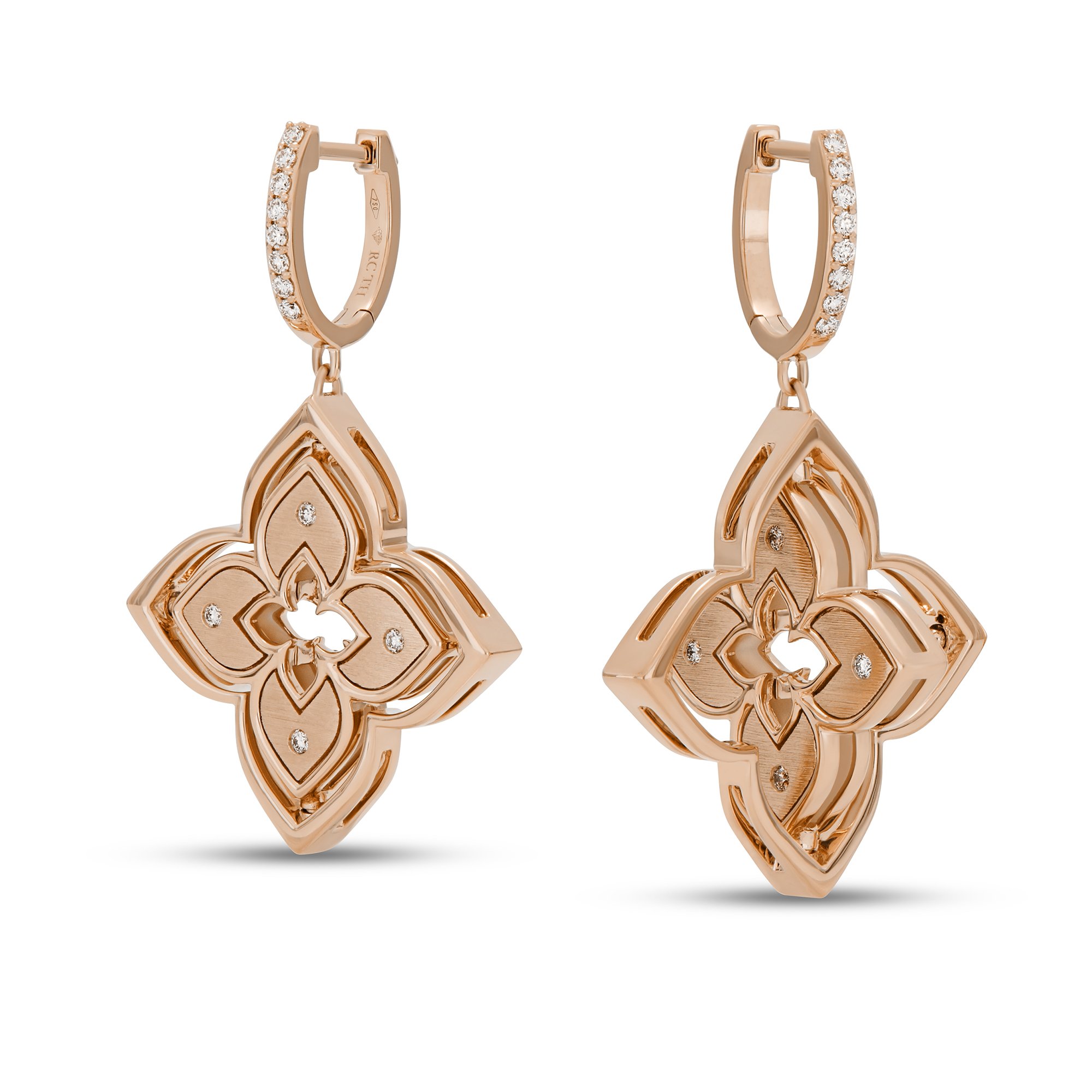 VENETIAN PRINCESS EARRINGS WITH DIAMONDS AND RHODONITE - Image 2