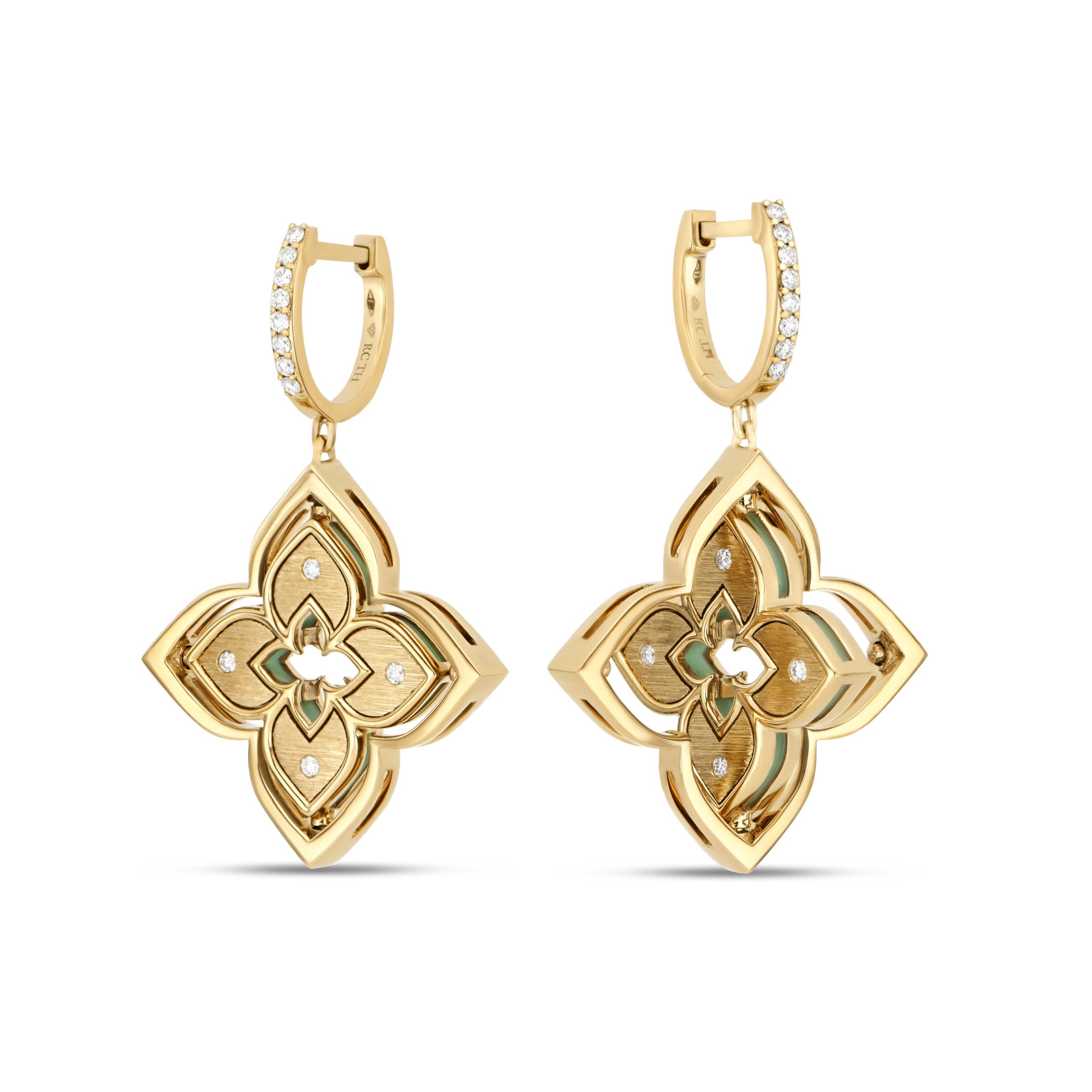 VENETIAN PRINCESS EARRINGS WITH DIAMONDS AND CHRYSOPRASE - Image 2