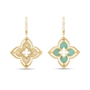 VENETIAN PRINCESS EARRINGS WITH DIAMONDS AND CHRYSOPRASE