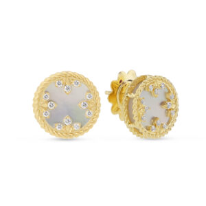 VENETIAN MEDALLIONS EARRINGS FOR CAROUSEL WITH DIAMONDS AND MOTHER OF PEARL