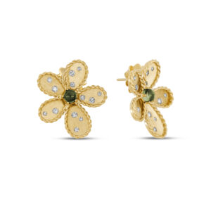JASMINE EARRINGS WITH DIAMONDS AND GREEN TOURMALINE