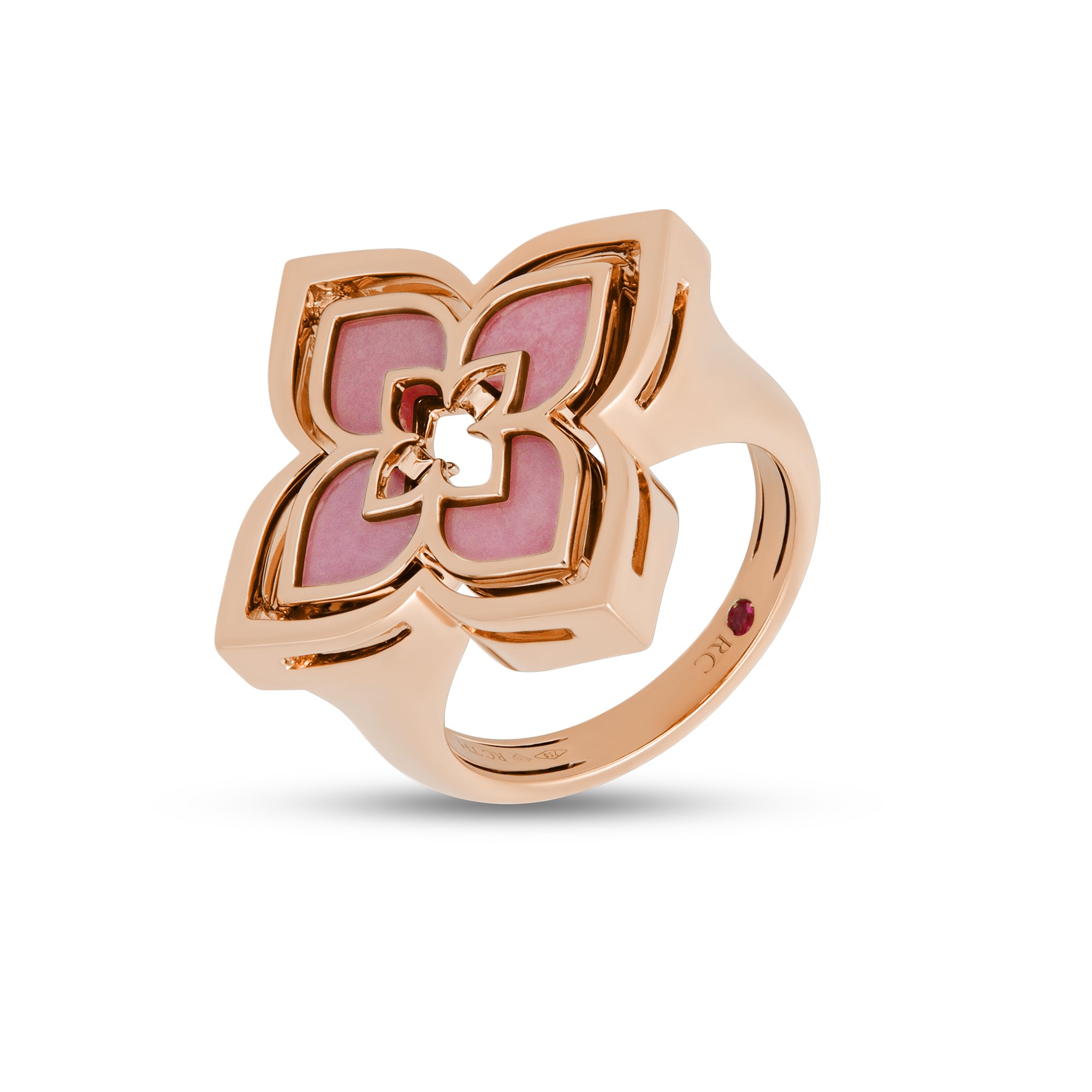 VENETIAN PRINCESS RING WITH DIAMONDS AND RHODONITE