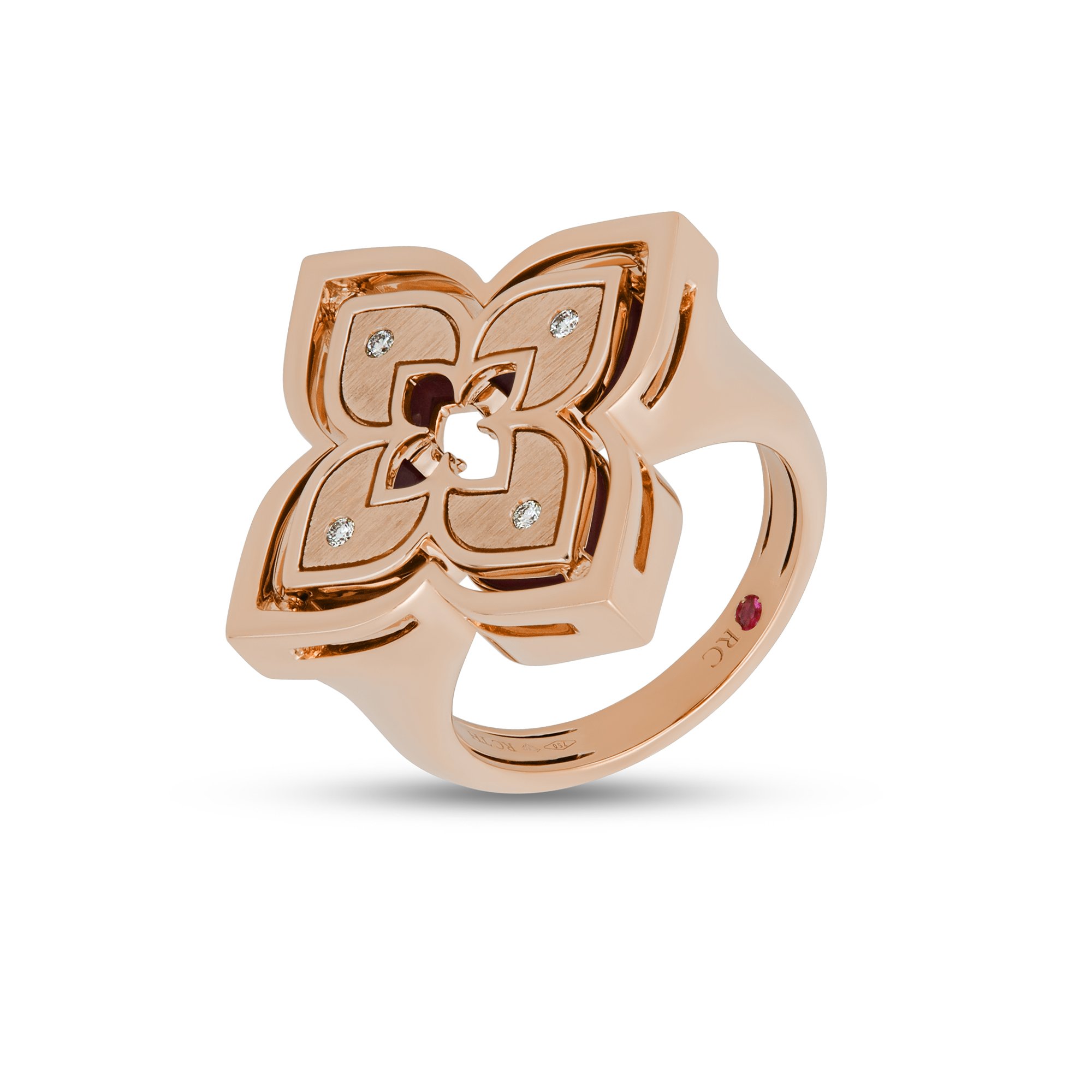 VENETIAN PRINCESS RING WITH DIAMONDS AND RHODONITE - Image 3