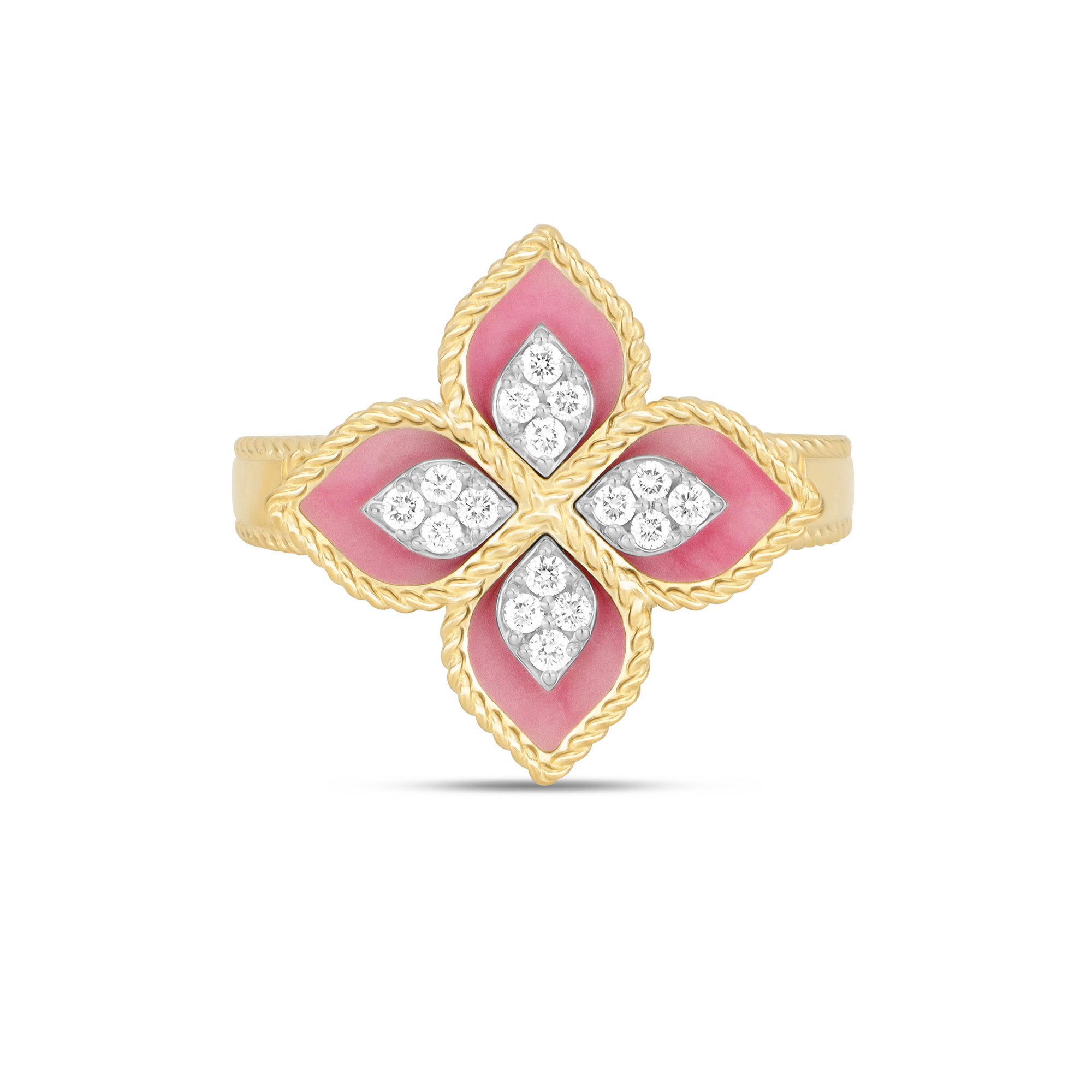 PRINCESS FLOWER RING WITH DIAMONDS AND RHODONITE - Image 2