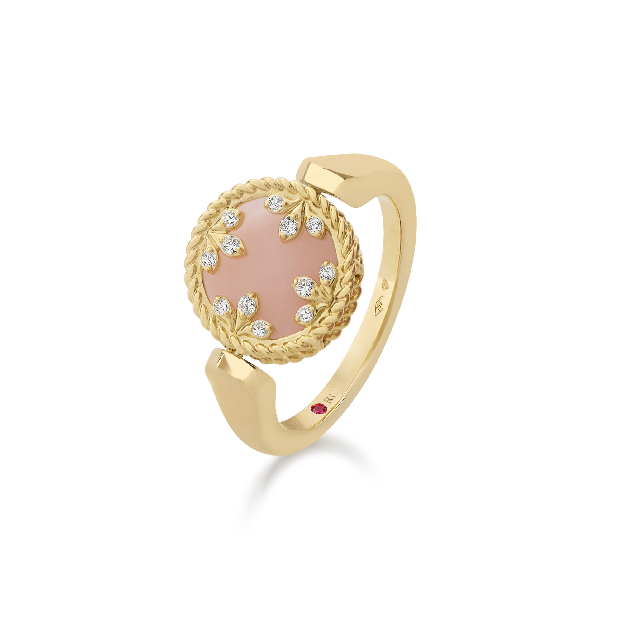 VENETIAN MEDALLIONS RING FOR CAROUSEL WITH DIAMONDS, OPAL AND MOTHER OF PEARL