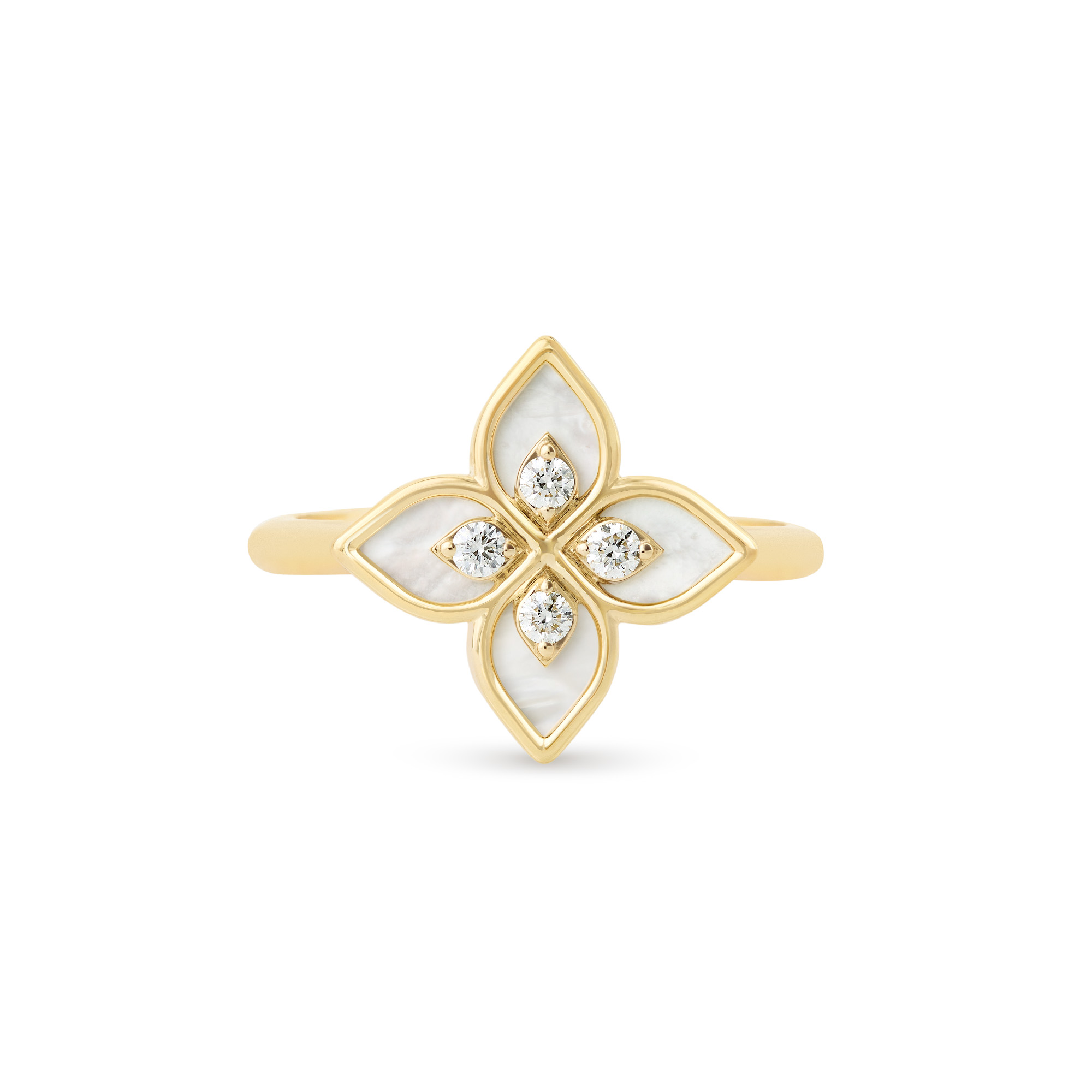 PRINCESS FLOWER RING FOR CAROUSEL WITH DIAMONDS AND MOTHER OF PEARL - Image 2