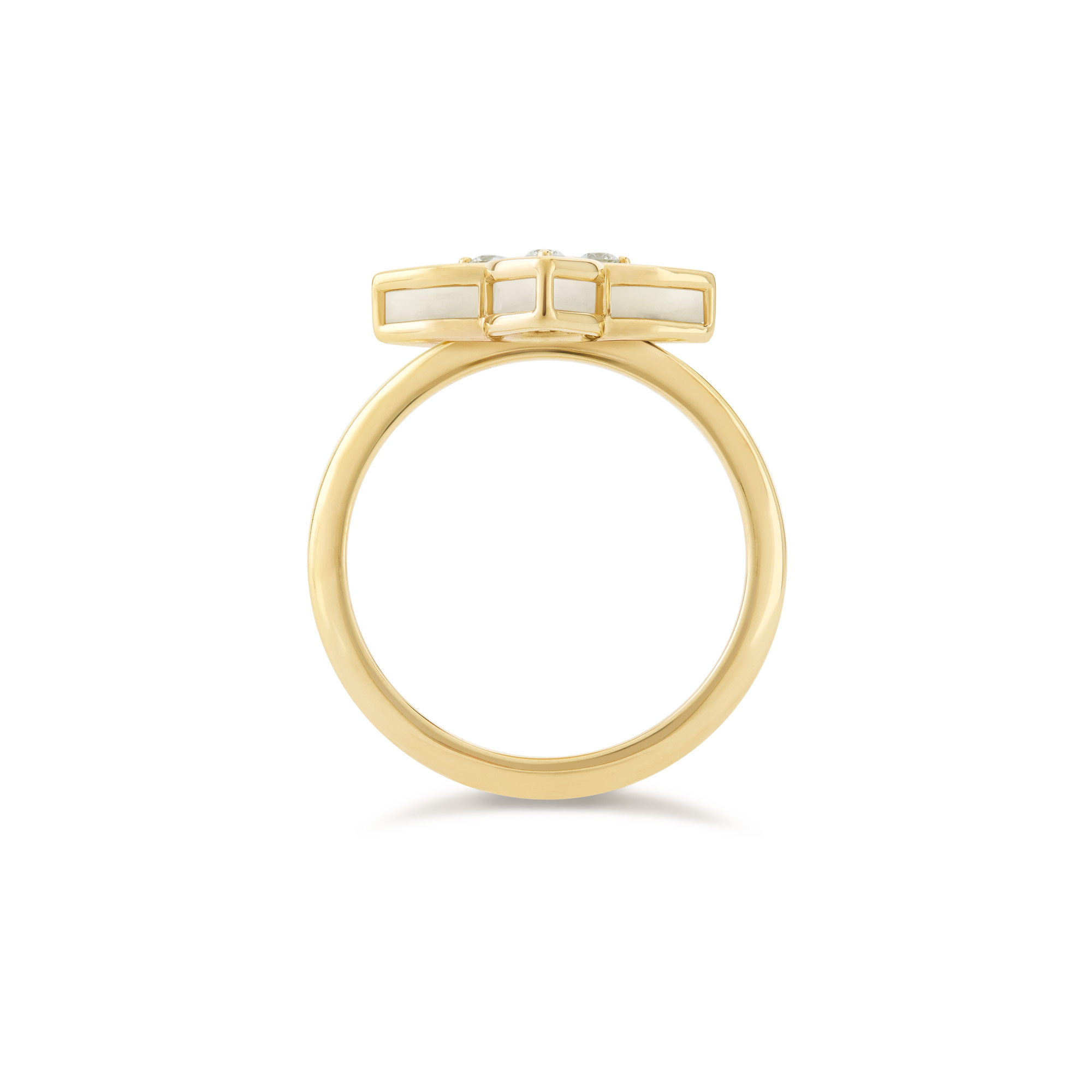 PRINCESS FLOWER RING FOR CAROUSEL WITH DIAMONDS AND MOTHER OF PEARL - Image 3