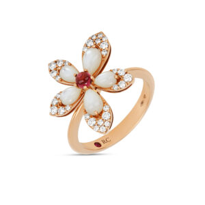 TIARÈ RING WITH MOTHER OF PEARL, RUBELLITE AND DIAMONDS