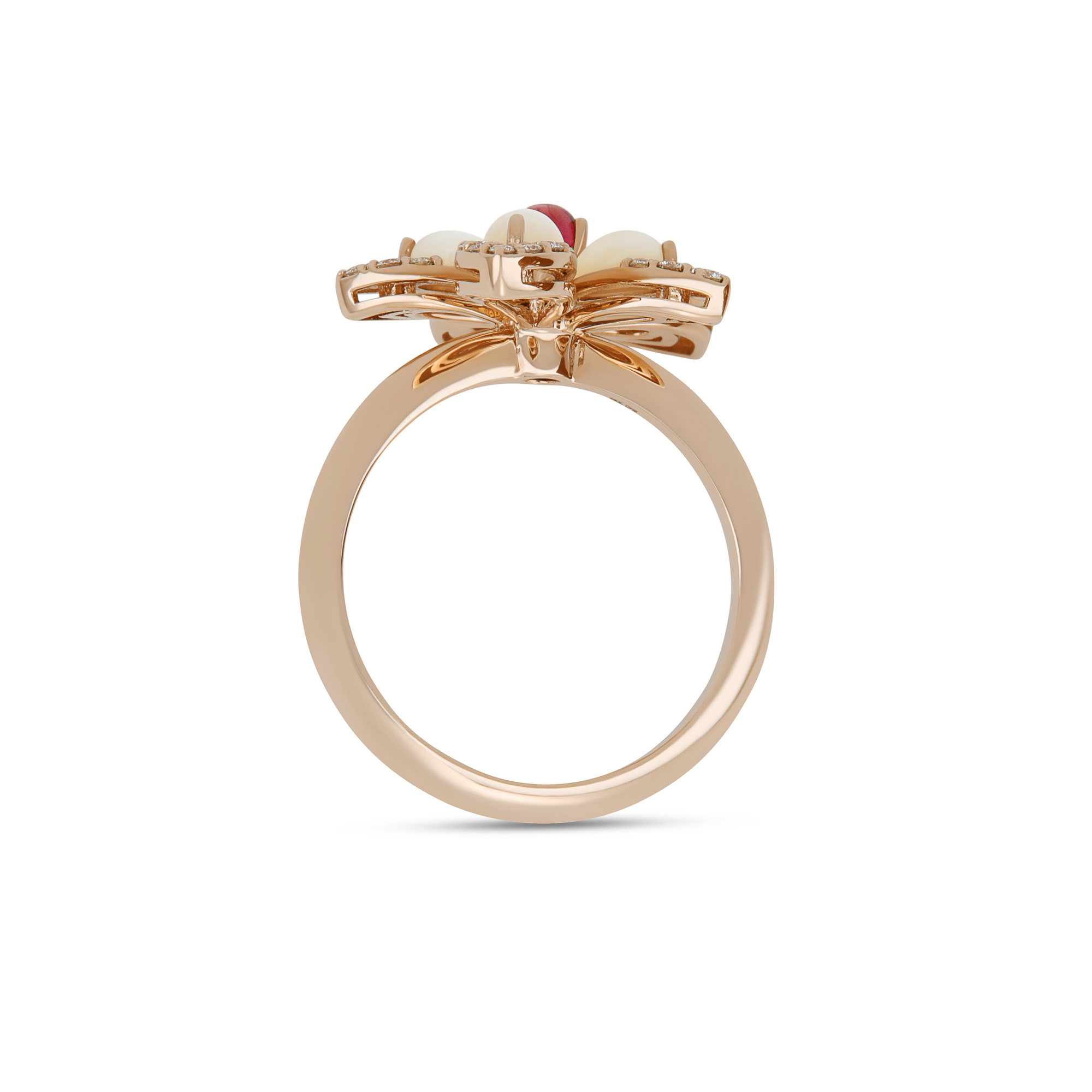 TIARÈ RING WITH MOTHER OF PEARL, RUBELLITE AND DIAMONDS - Image 3
