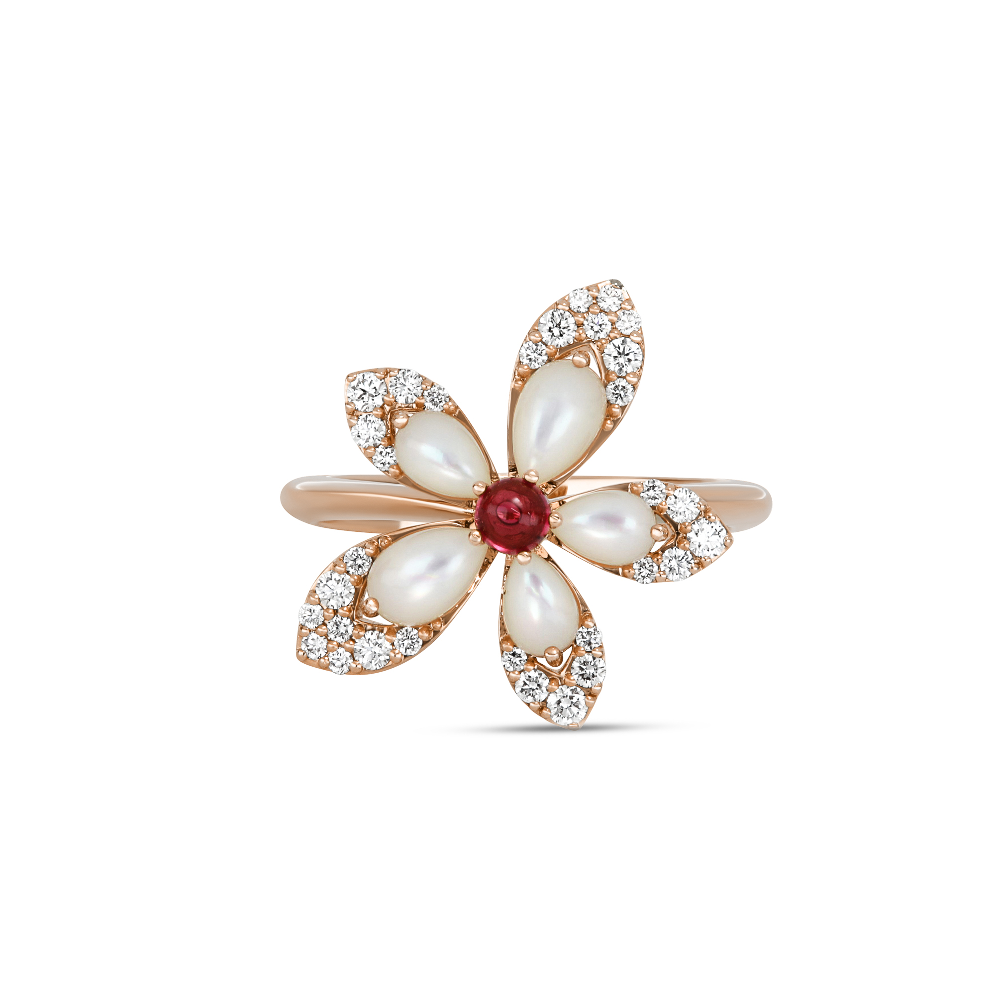 TIARÈ RING WITH MOTHER OF PEARL, RUBELLITE AND DIAMONDS - Image 2