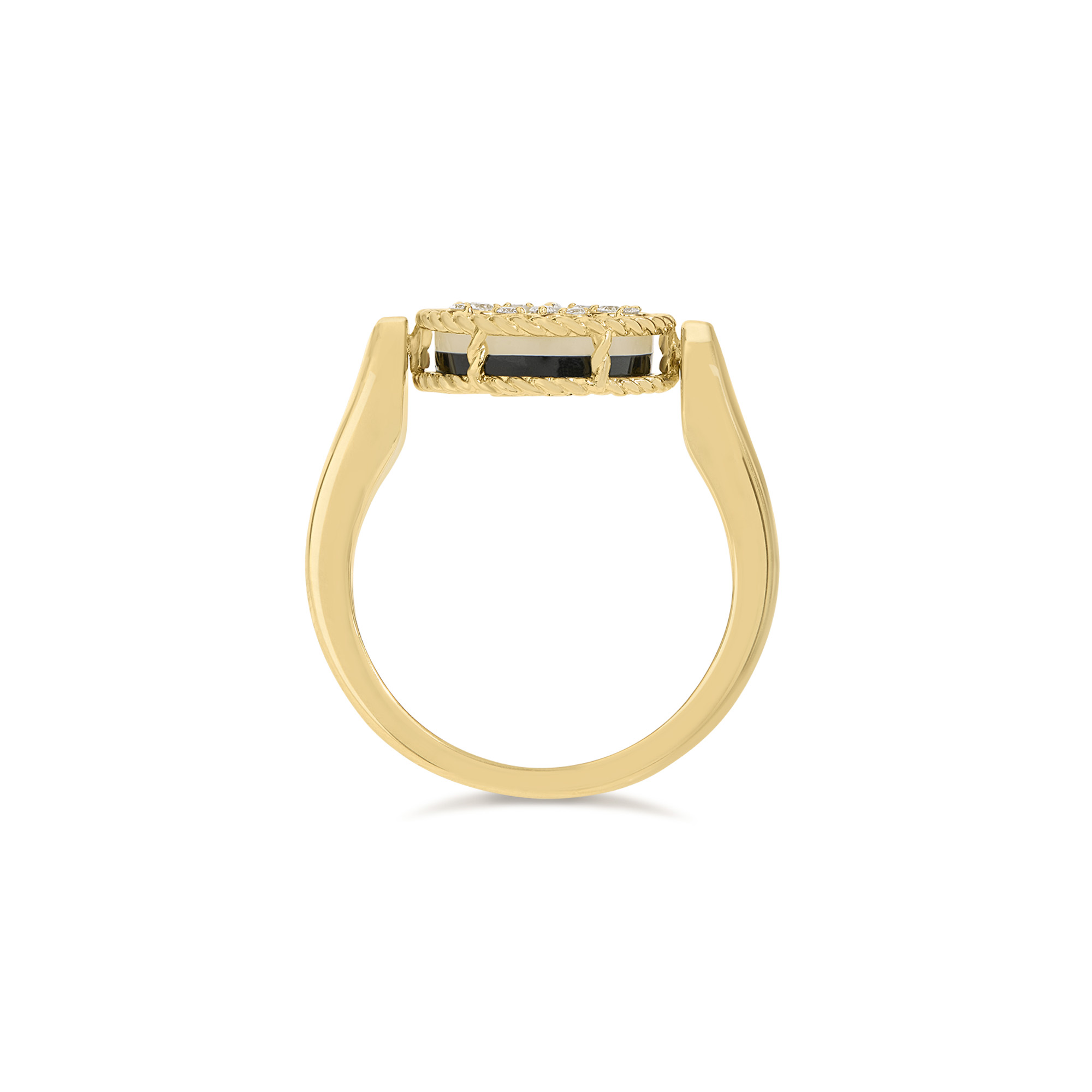 VENETIAN MEDALLIONS RING FOR CAROUSEL WITH DIAMONDS, MOTHER OF PEARL AND BLACK JADE - Image 3