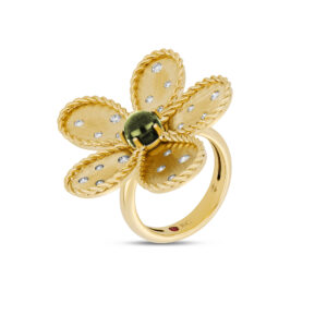 JASMINE RING WITH DIAMONDS AND GREEN TOURMALINE